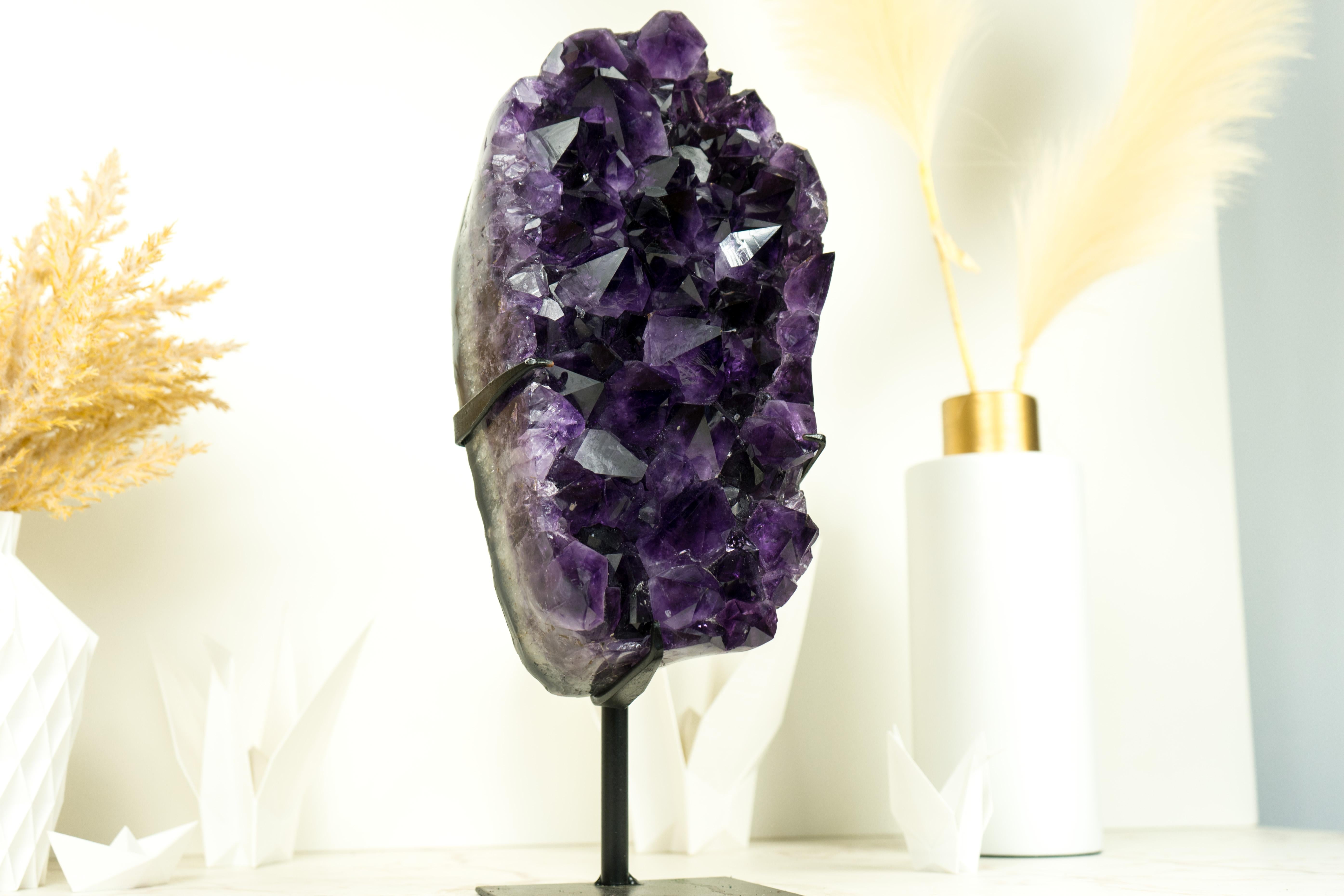 All Natural Amethyst Geode Cluster with World-Class Grape Purple Amethyst Druzy For Sale 3