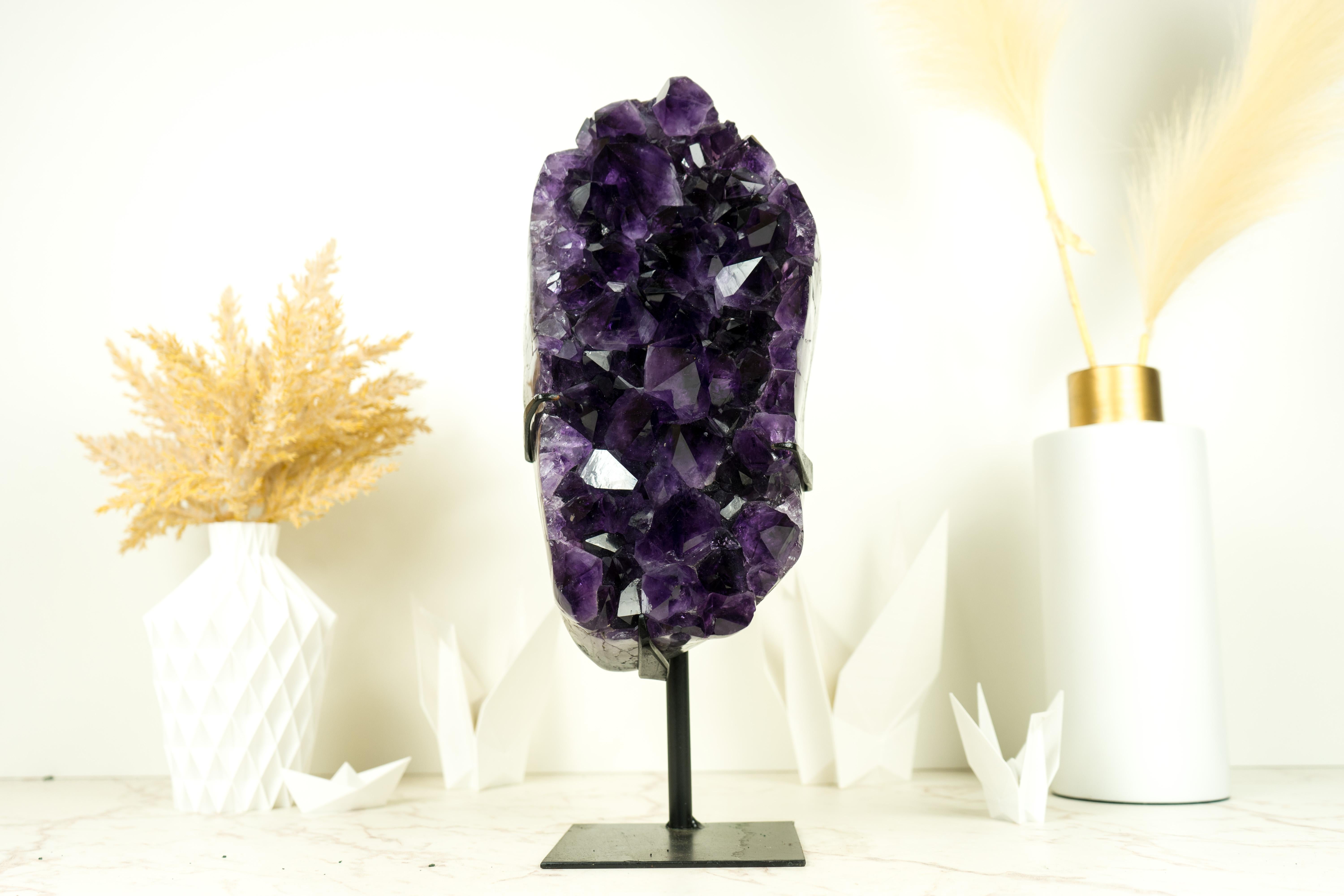 All Natural Amethyst Geode Cluster with World-Class Grape Purple Amethyst Druzy For Sale 4