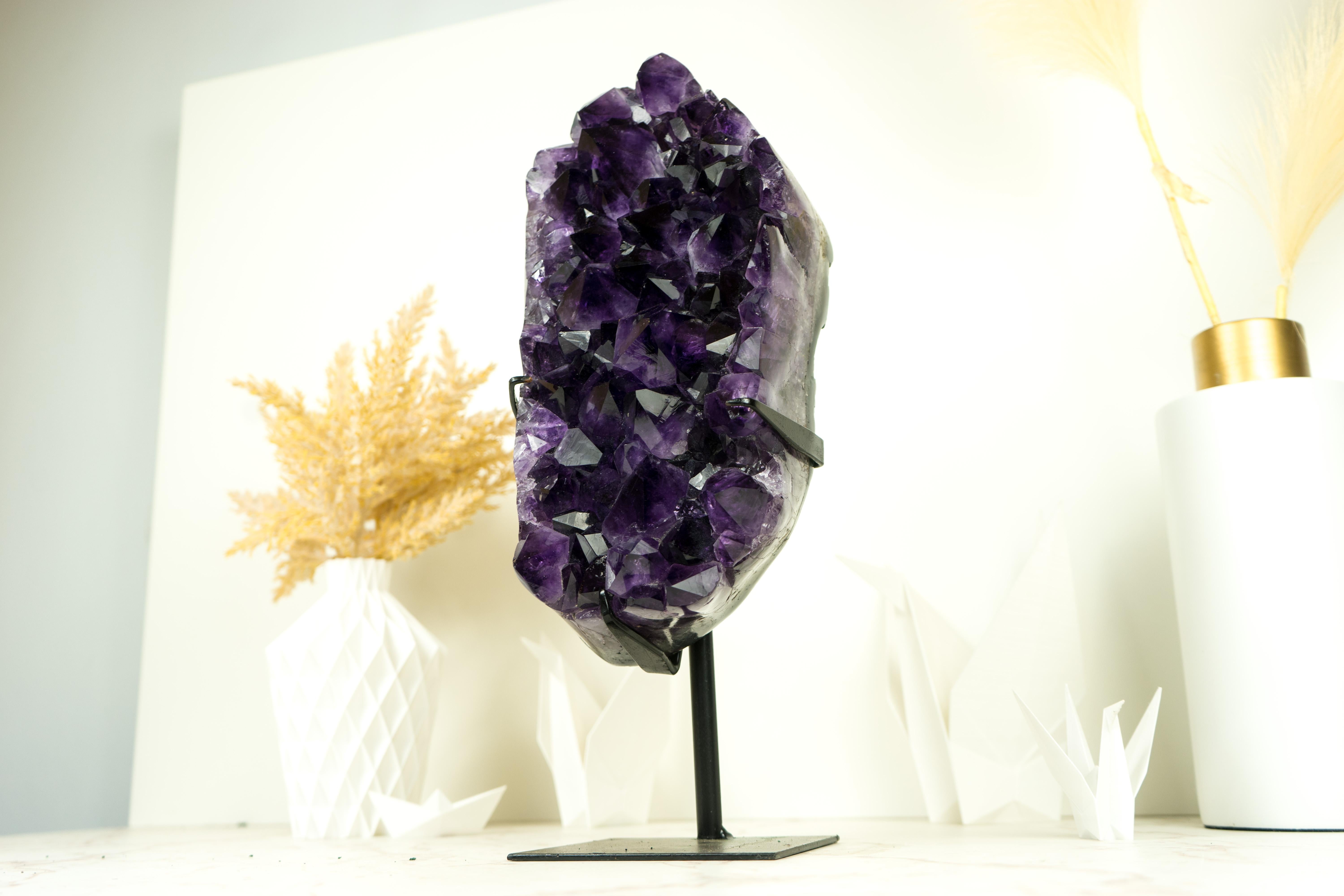All Natural Amethyst Geode Cluster with World-Class Grape Purple Amethyst Druzy For Sale 5