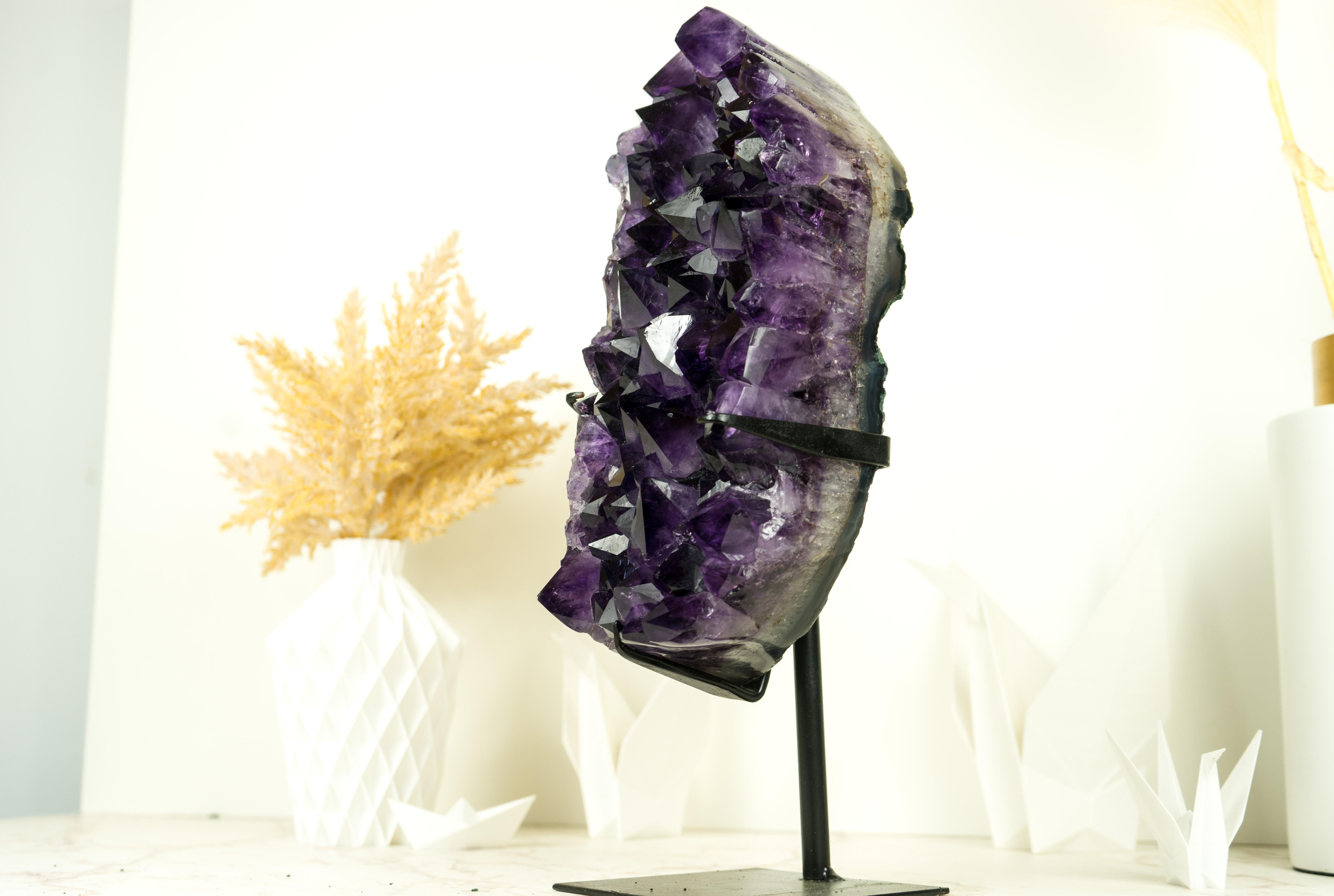 All Natural Amethyst Geode Cluster with World-Class Grape Purple Amethyst Druzy For Sale 6