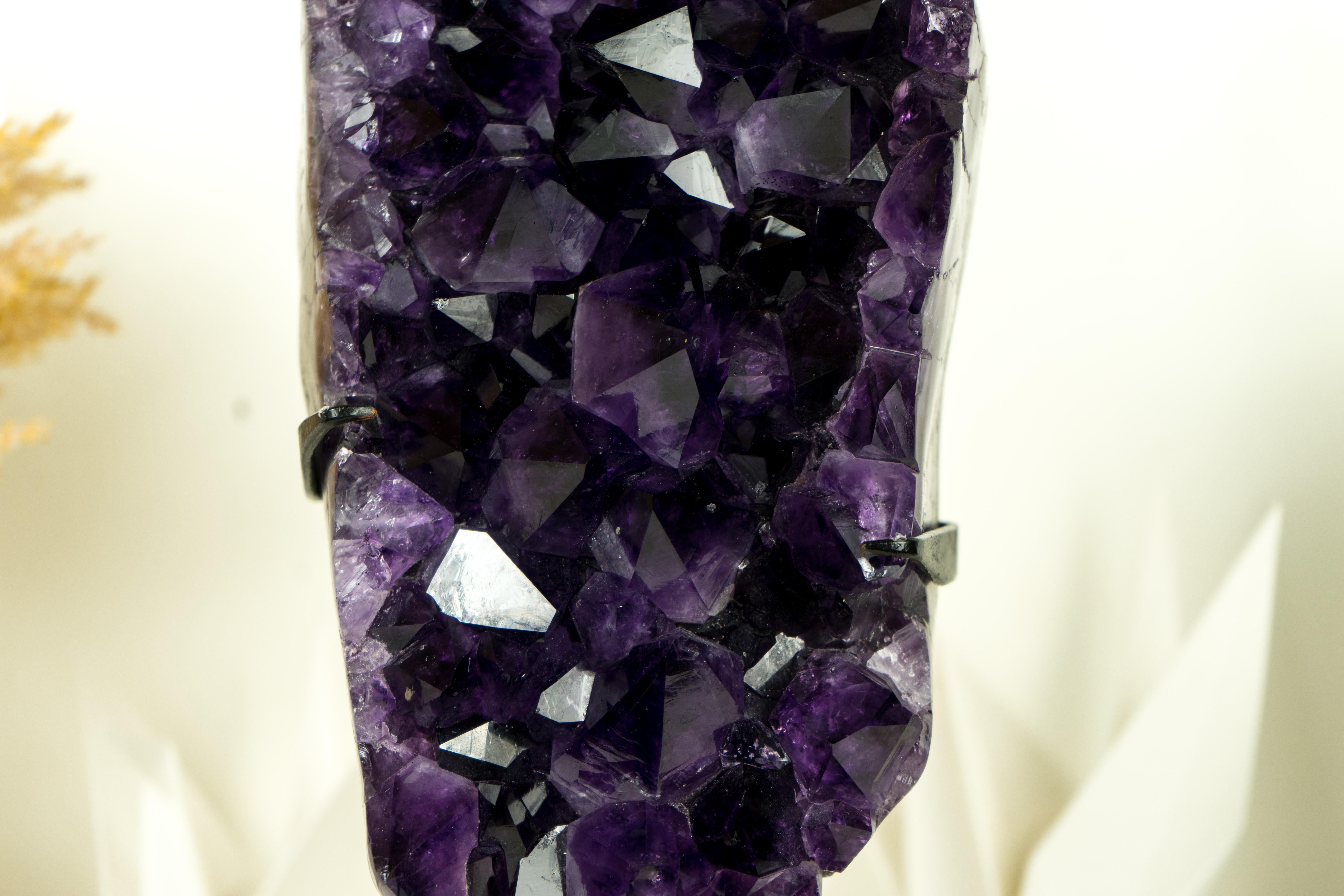 Contemporary All Natural Amethyst Geode Cluster with World-Class Grape Purple Amethyst Druzy For Sale