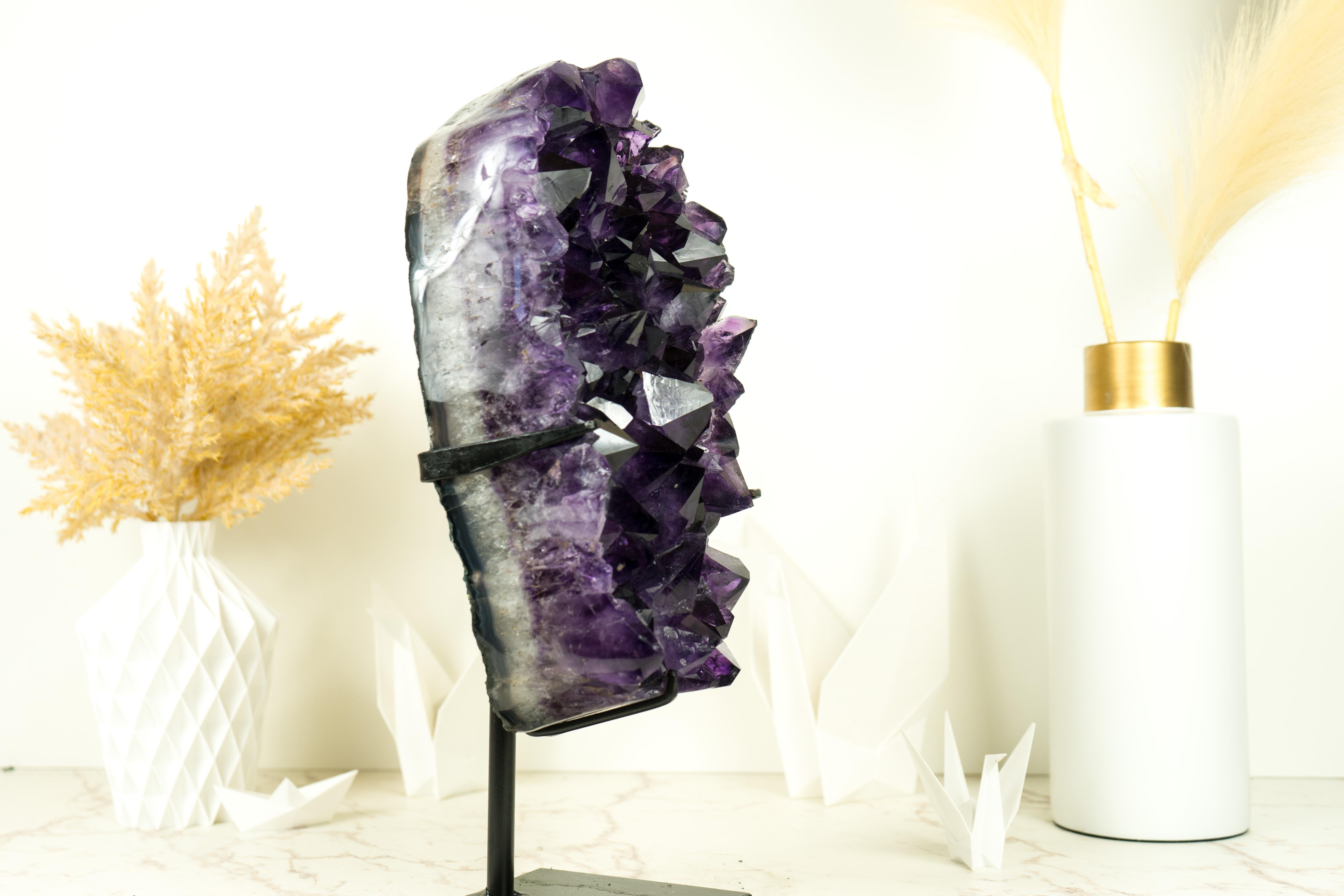 All Natural Amethyst Geode Cluster with World-Class Grape Purple Amethyst Druzy For Sale 1