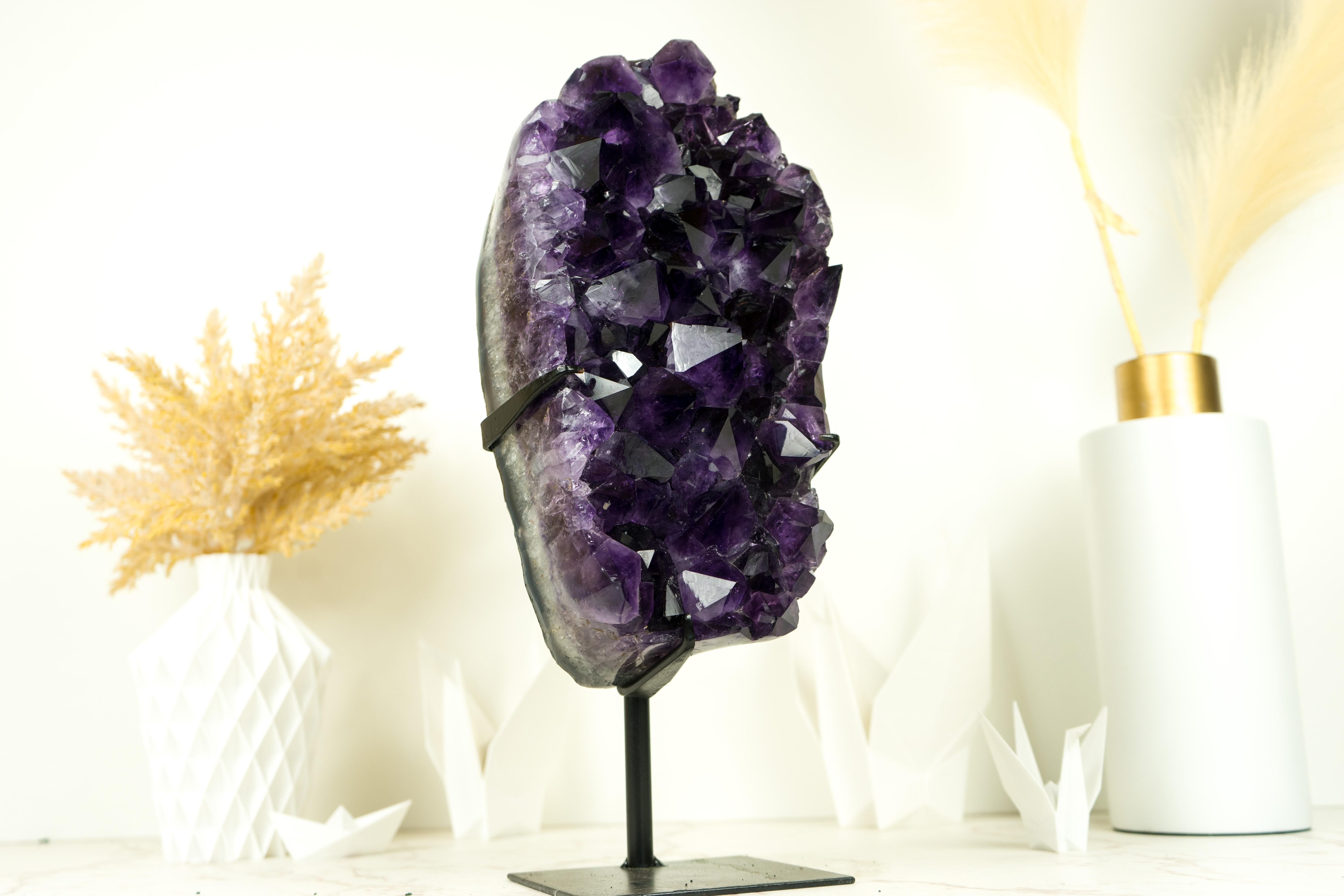 All Natural Amethyst Geode Cluster with World-Class Grape Purple Amethyst Druzy For Sale 2