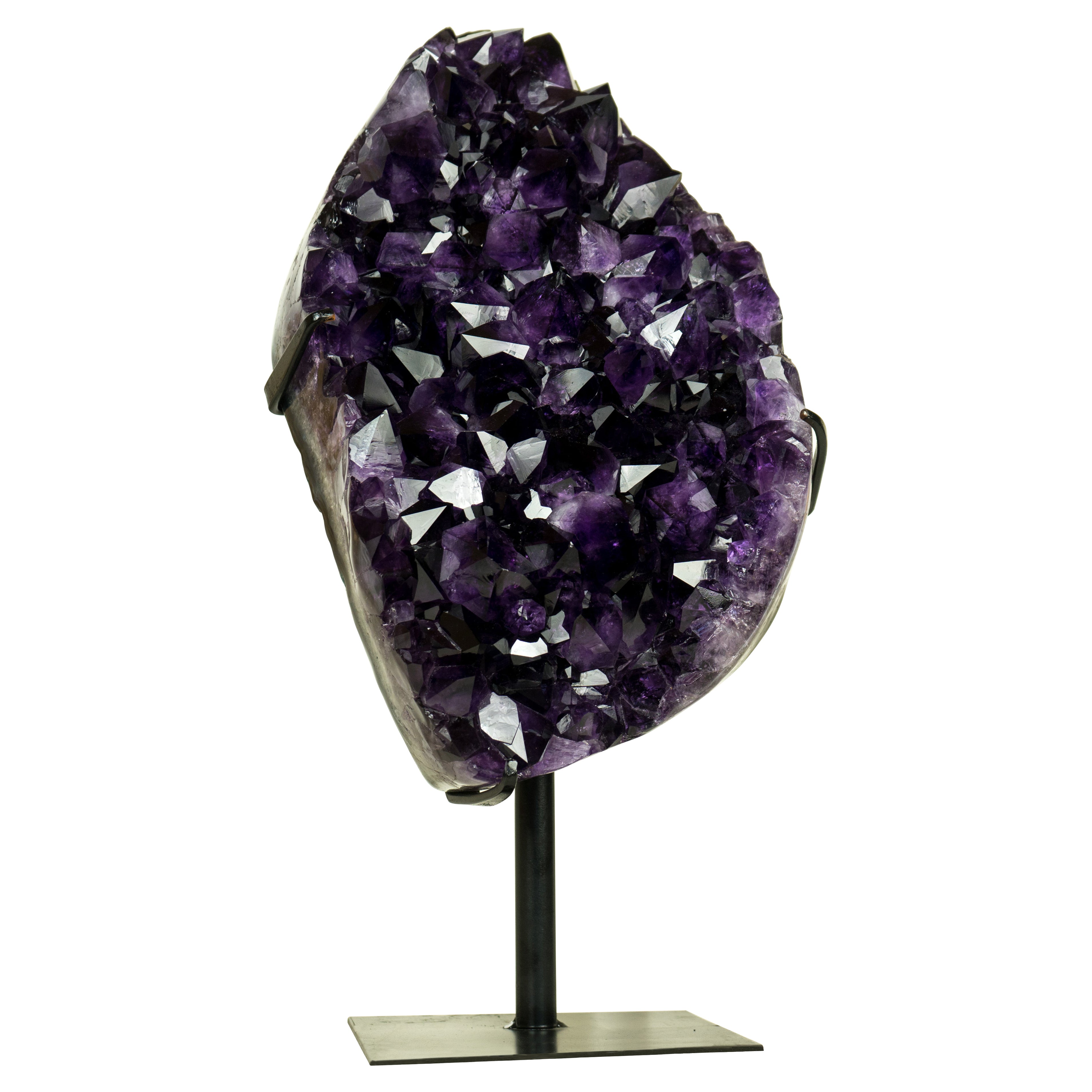 Cluster di geodi di ametista completamente naturali con druzy di ametista viola uva di livello mondiale