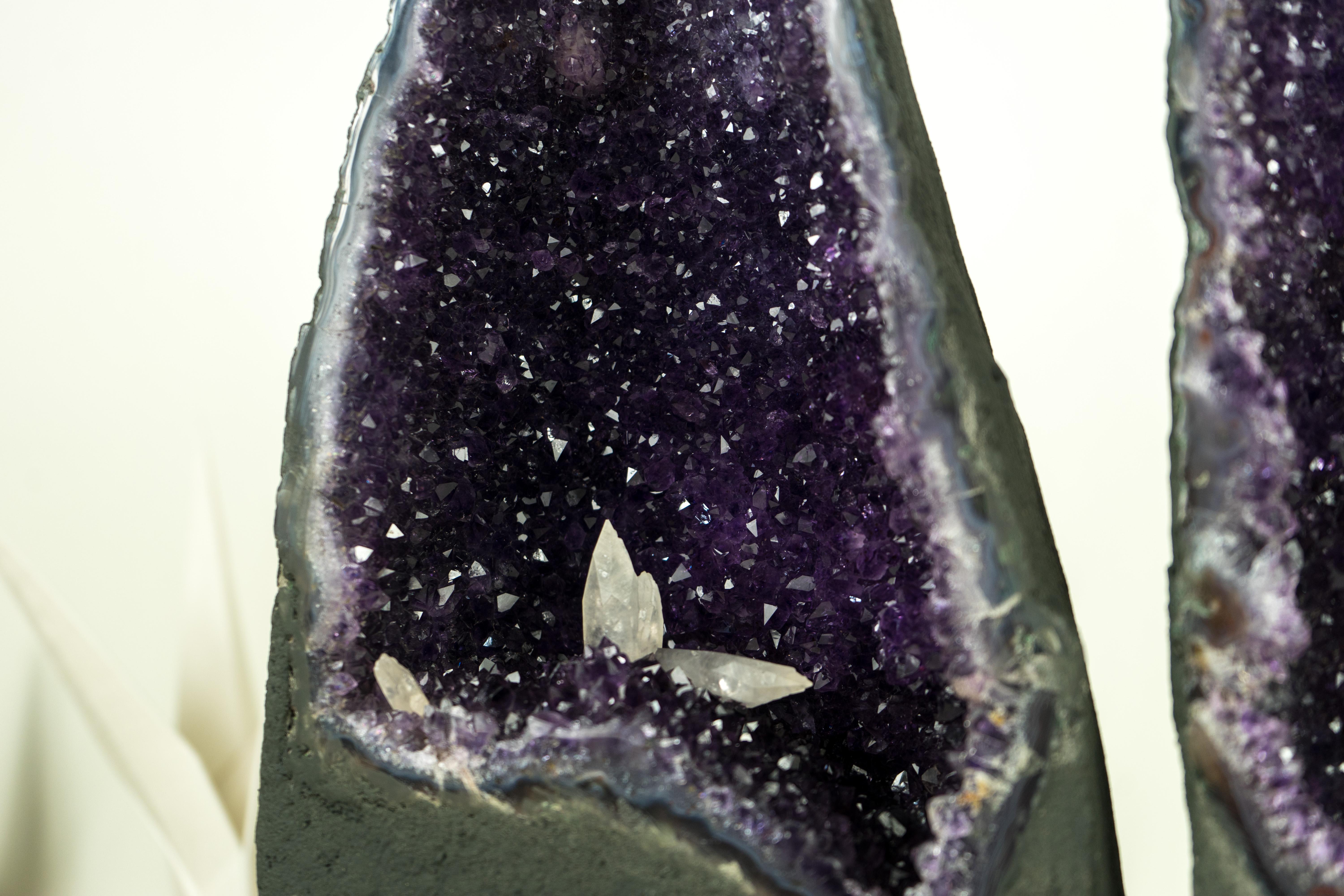 All-Natural Amethyst Geodes with Intact Calcite and Rich Purple Galaxy Amethyst  For Sale 5