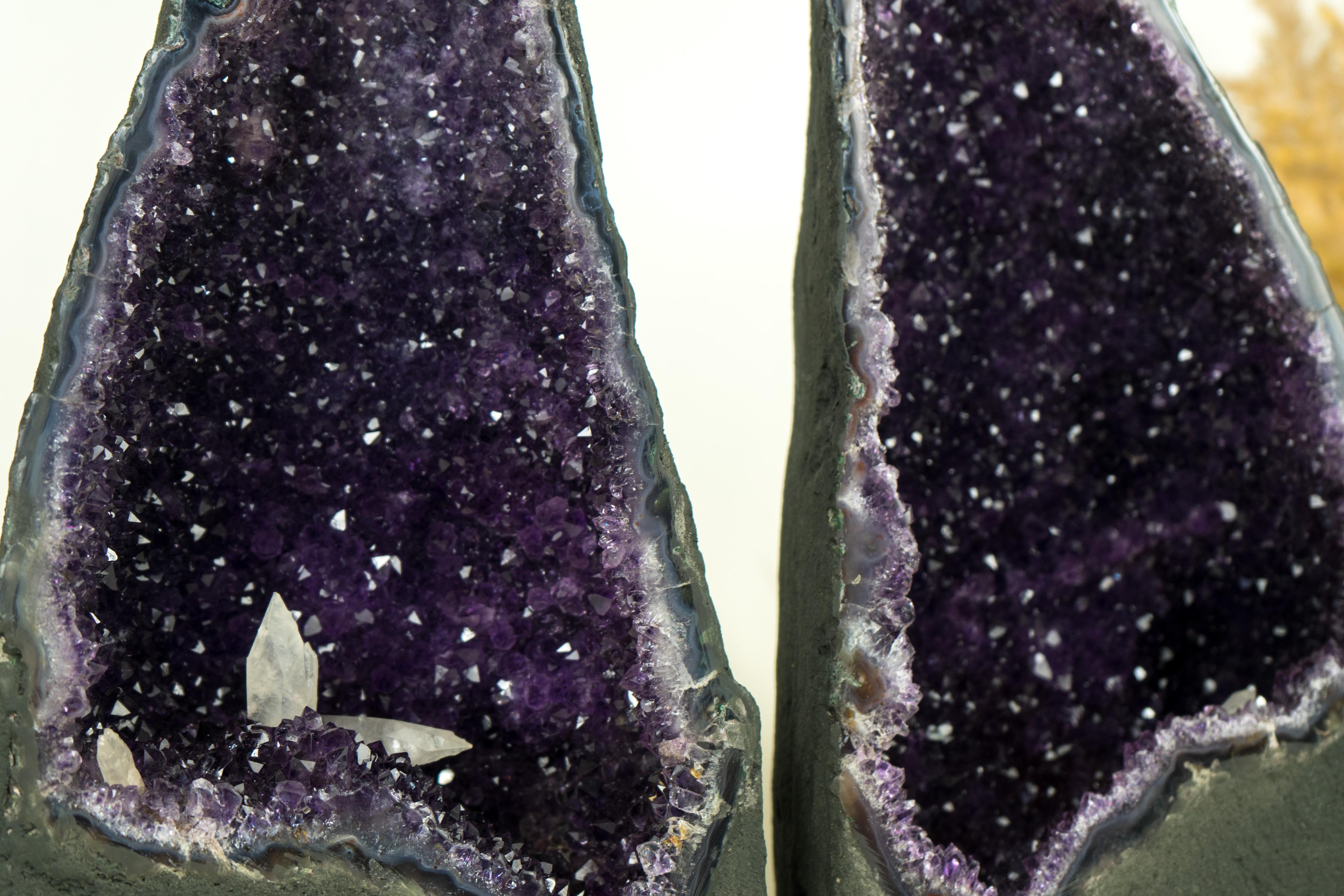 All-Natural Amethyst Geodes with Intact Calcite and Rich Purple Galaxy Amethyst  For Sale 6