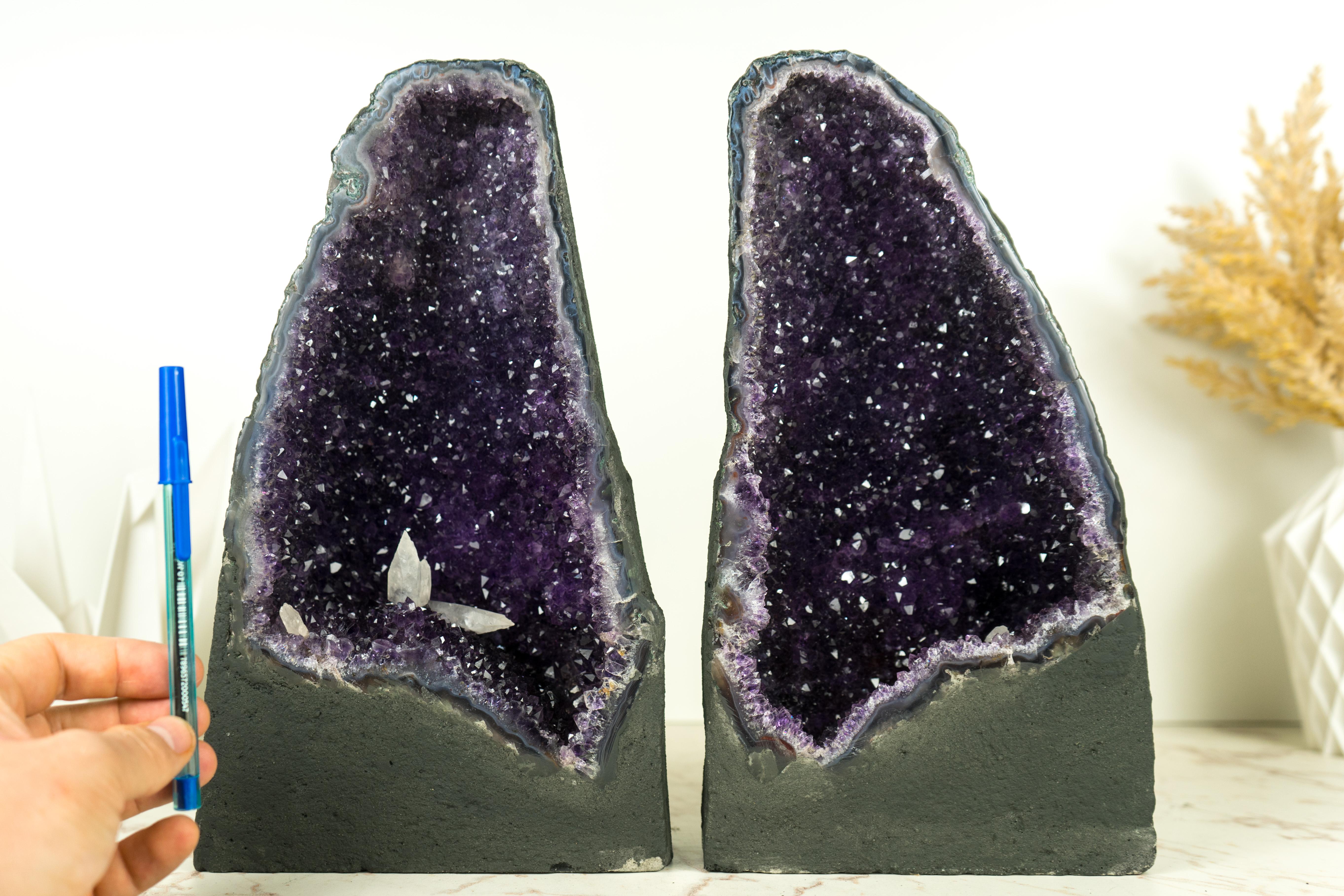 All-Natural Amethyst Geodes with Intact Calcite and Rich Purple Galaxy Amethyst  For Sale 2