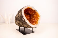 All-Natural Citrine Geode Cave – Sparkling Fiery Orange Druzy Crystals