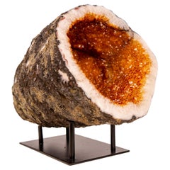 All-Natural Citrine Geode Cave – Sparkling Fiery Orange Druzy Crystals