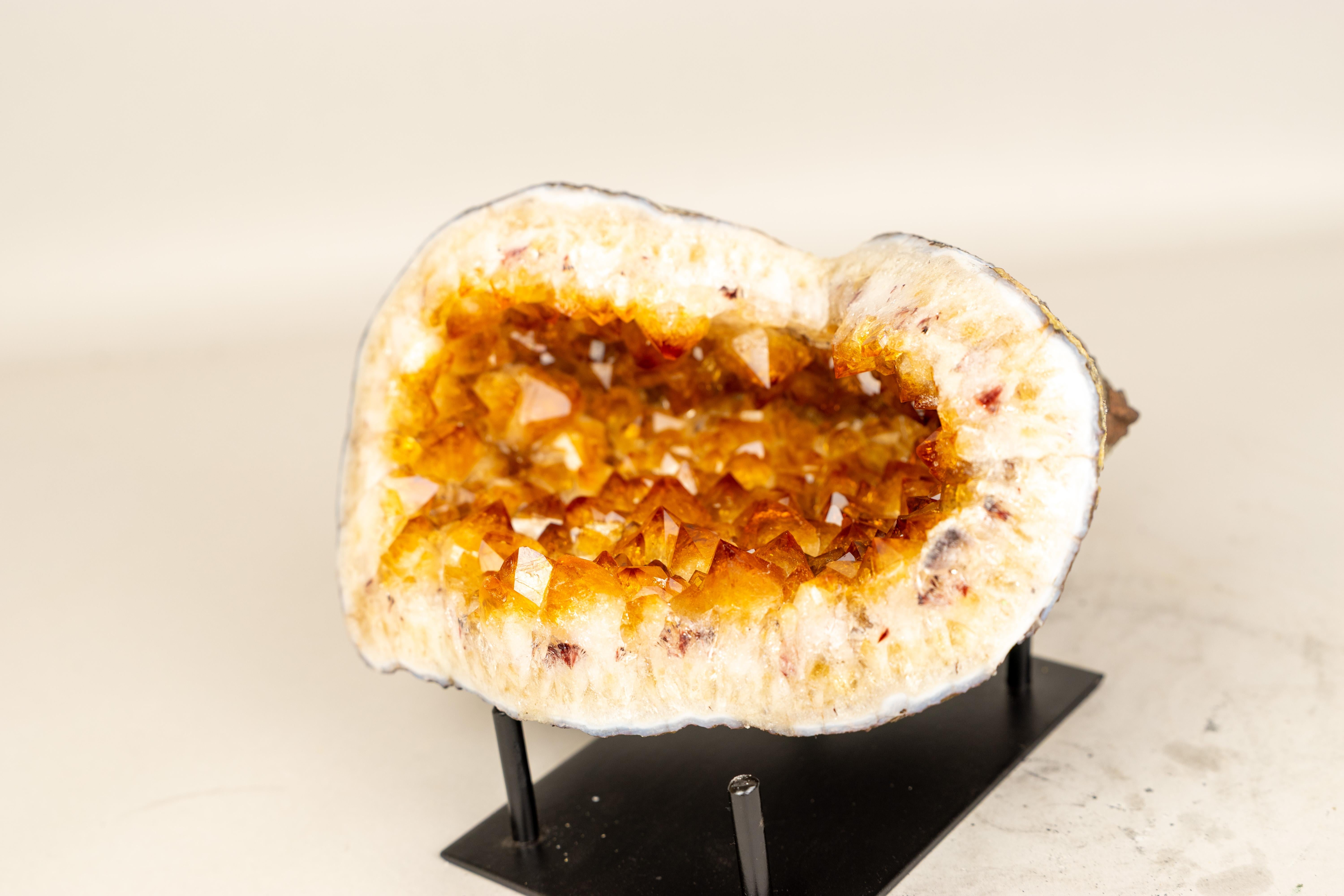 All-Natural Citrine Geode Cave with Golden Orange Citrine Points For Sale 4