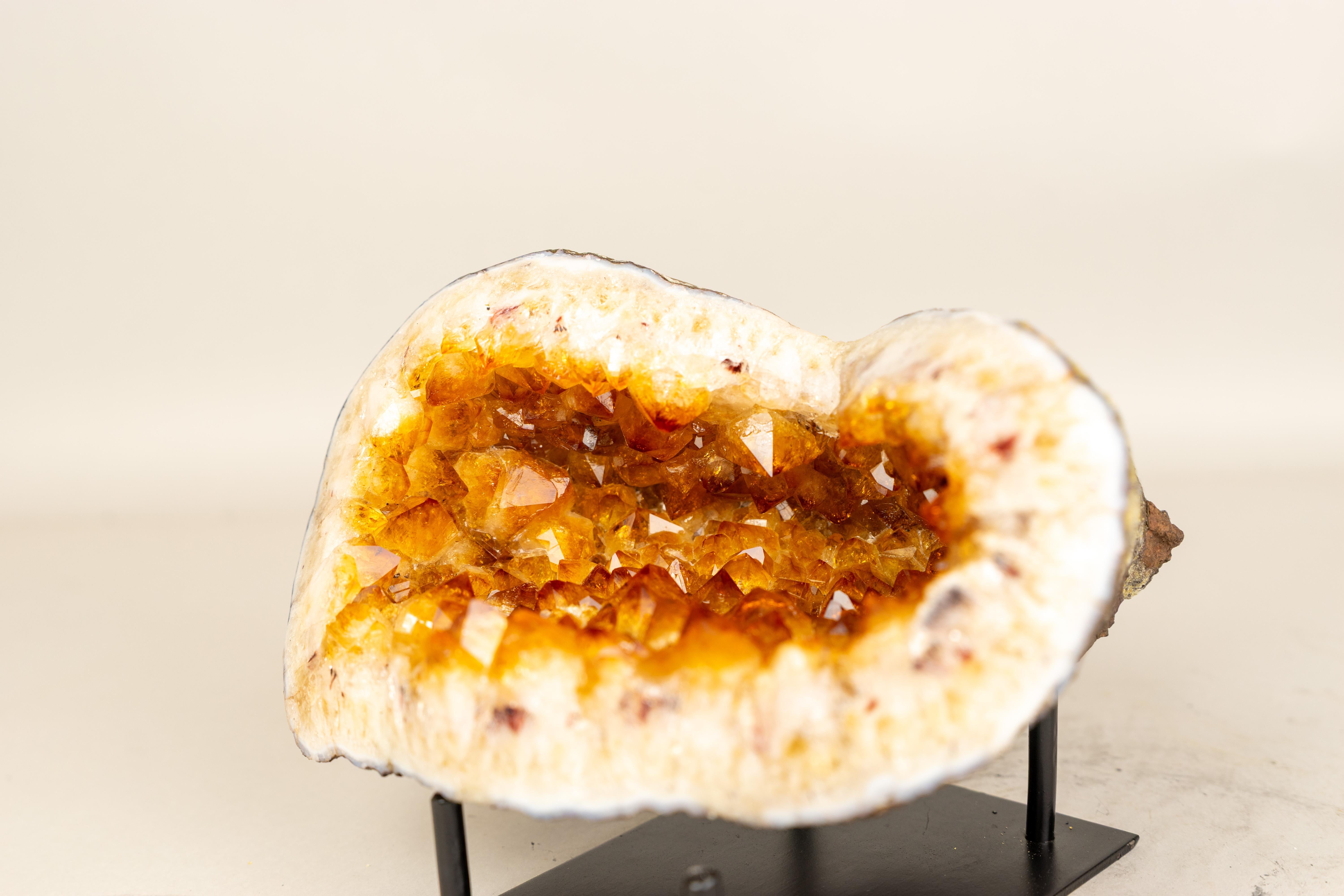 All-Natural Citrine Geode Cave with Golden Orange Citrine Points For Sale 5