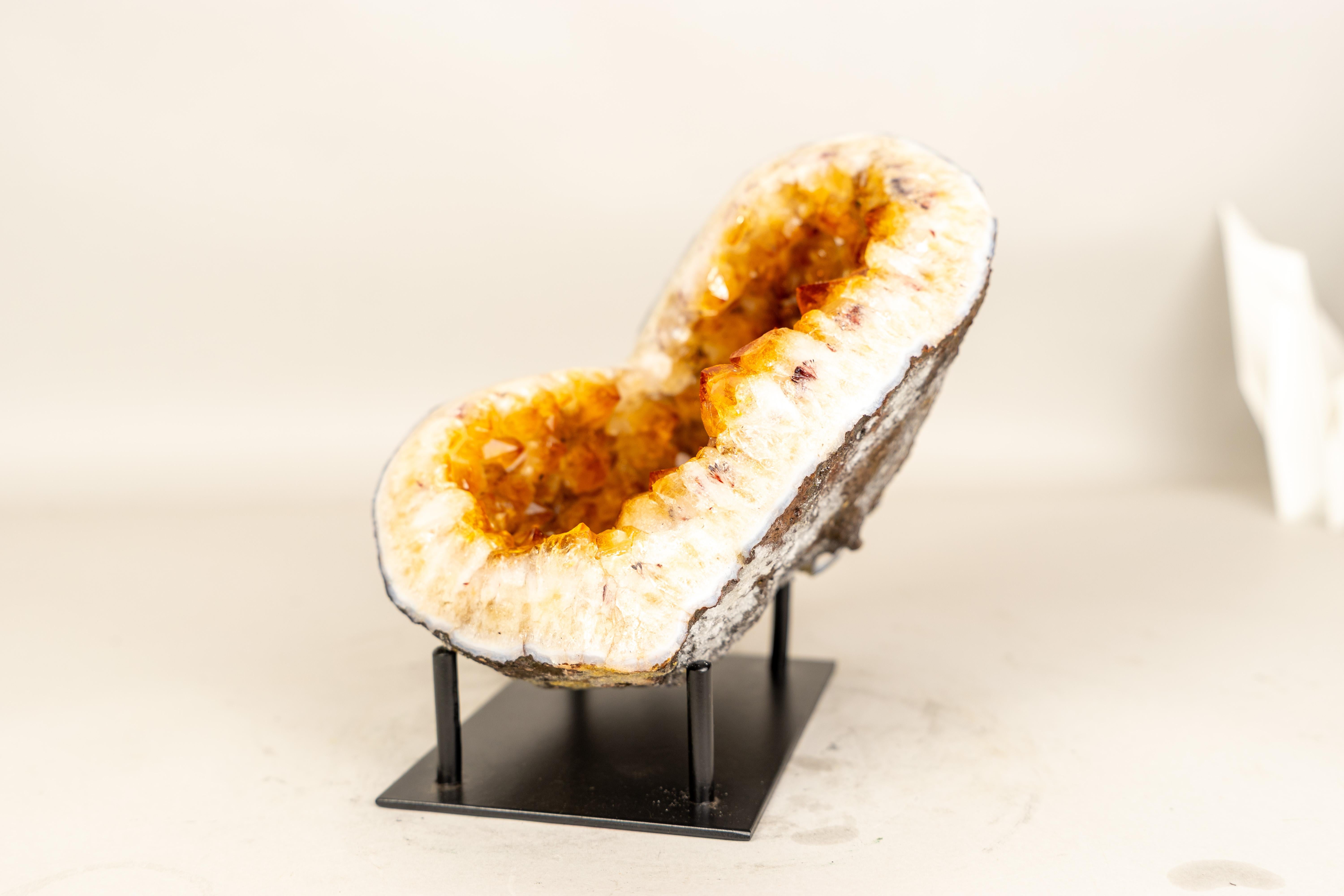 All-Natural Citrine Geode Cave with Golden Orange Citrine Points For Sale 1