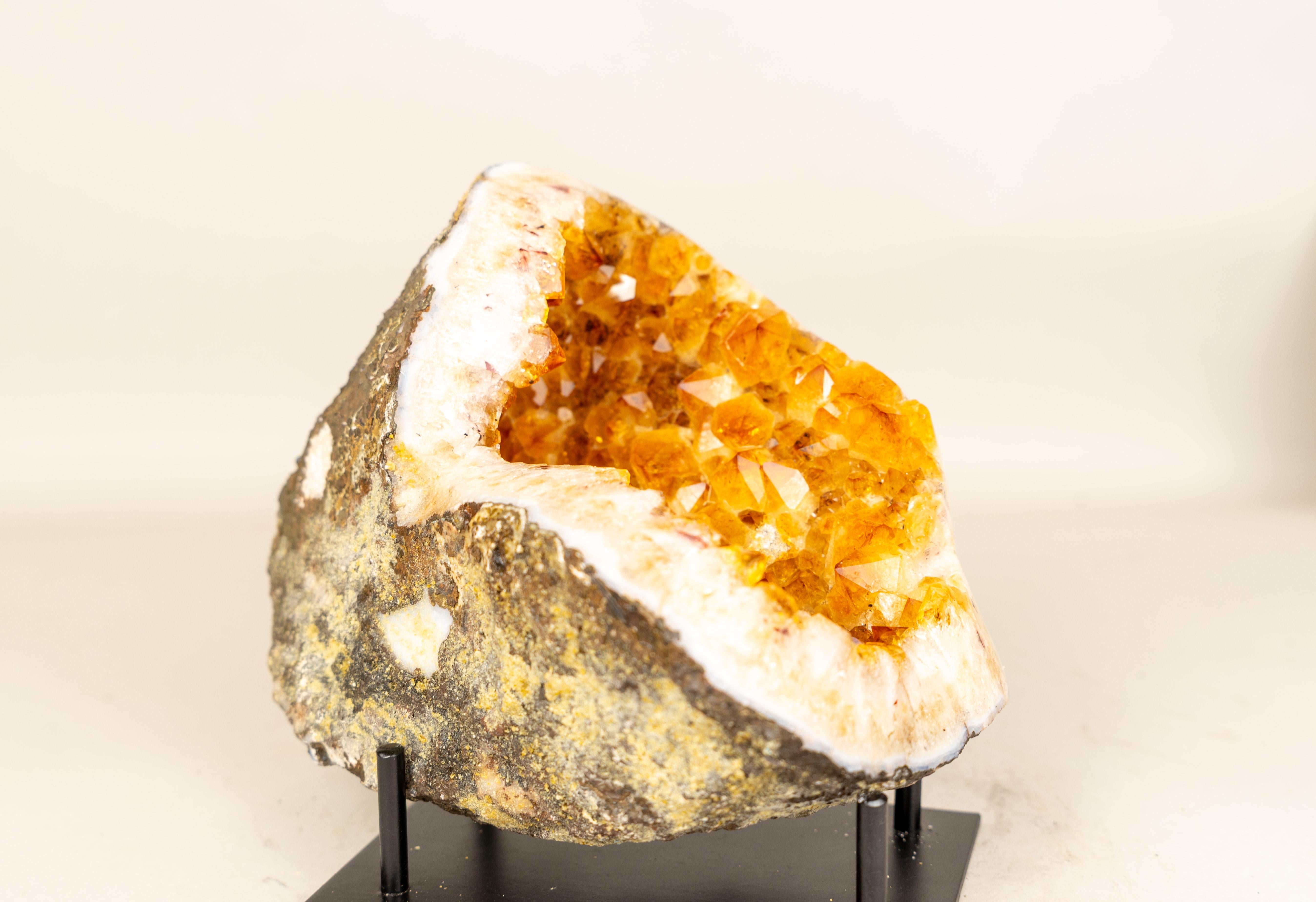 All-Natural Citrine Geode Cave with Golden Orange Citrine Points For Sale 2