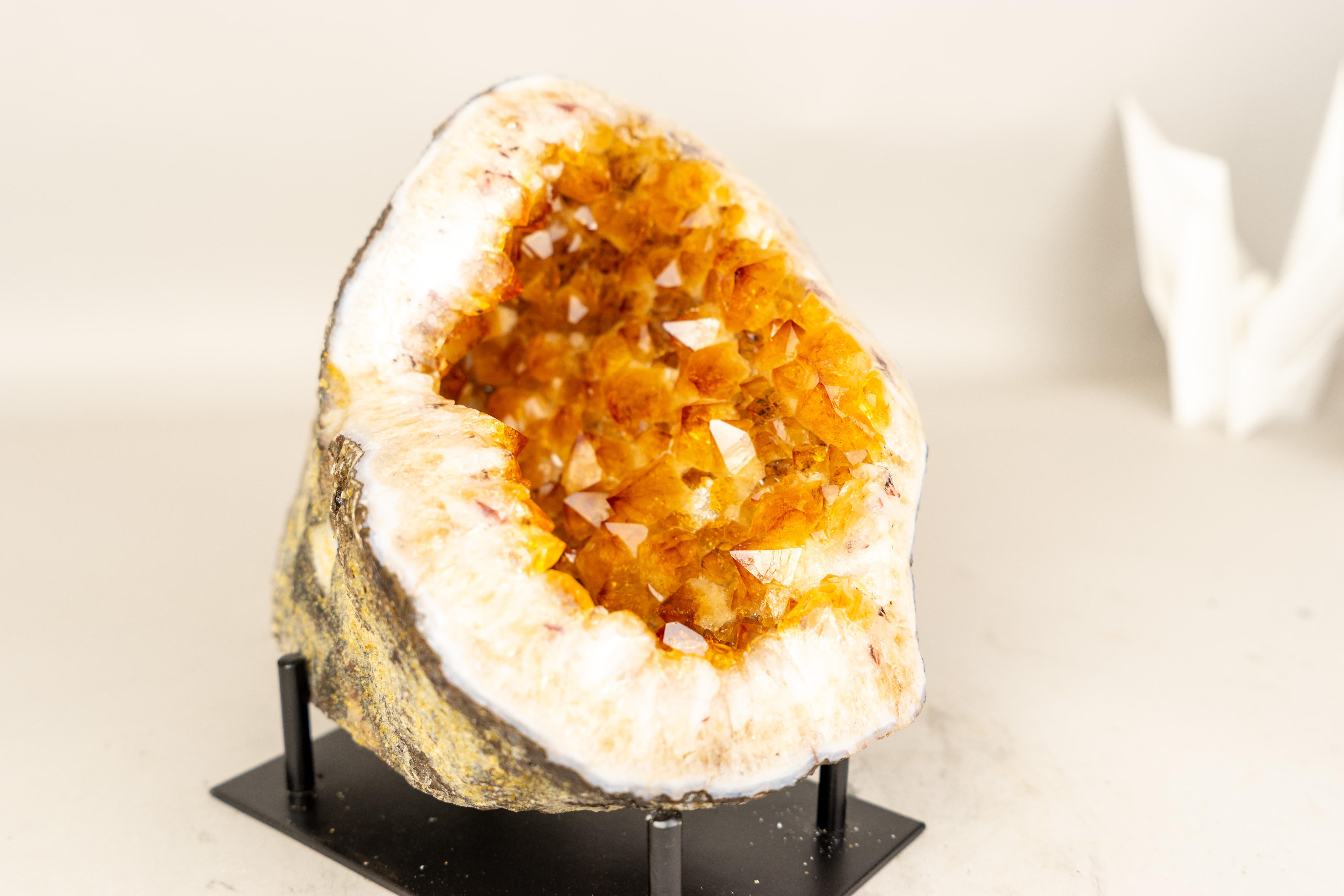 All-Natural Citrine Geode Cave with Golden Orange Citrine Points For Sale 3