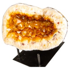 All-Natural Citrine Geode Cave with Golden Orange Citrine Points