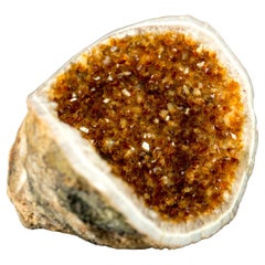 AllNatural Citrin Geode Cave mit hochgrauem, goldenem, orangefarbenem und orangefarbenem Citrin Druzy
