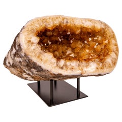 All-Natural Citrine Geode Cave with Orange Citrine Points - UFO Shaped Geode