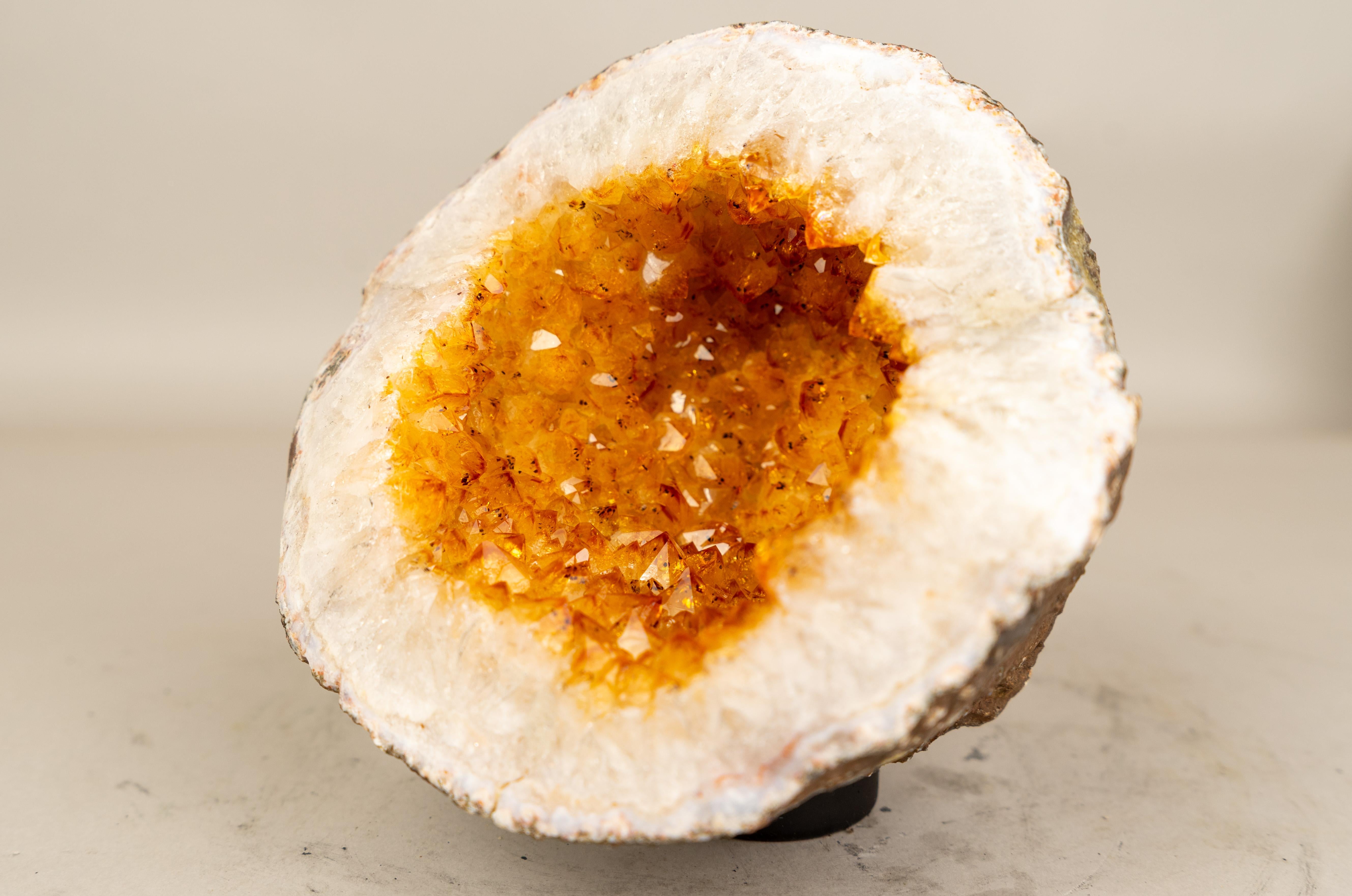 Crystal All-Natural Citrine Geode Cave with Sparkly Orange Citrine For Sale
