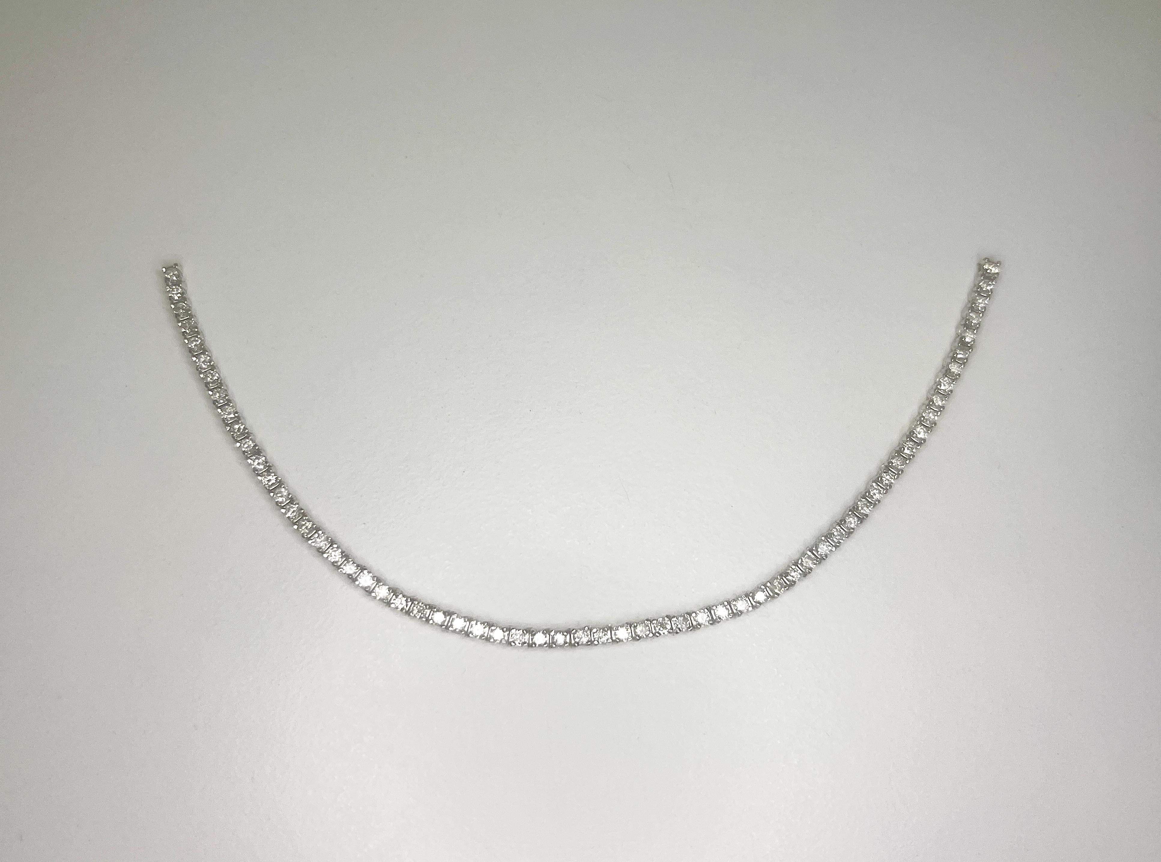 Alle natürlichen Diamant-Tennis-Halskette, anpassbar zum Tropfen oder zum Mini-Tennis-Halskette (Rundschliff) im Angebot