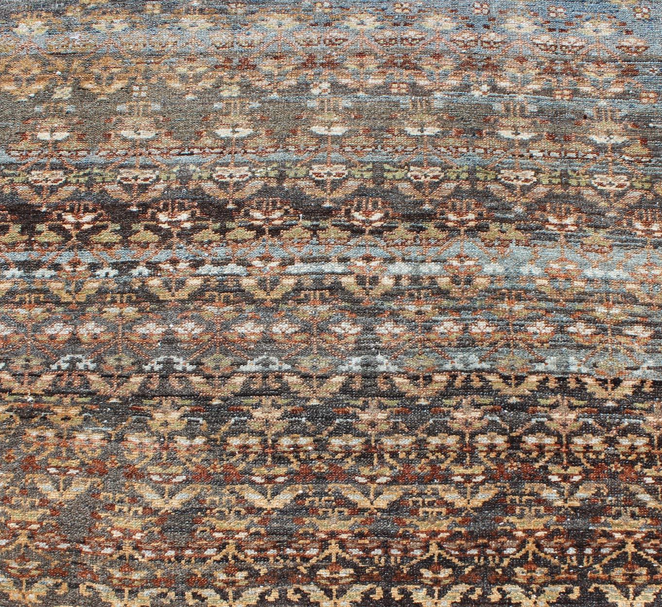 Early 20th Century All-Over Design Antique Persian Malayer wide Runner in Natural Brown  For Sale