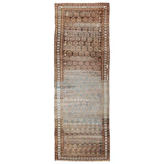 All-Over Design Antique Persian Malayer wide Runner in Natural Brown 