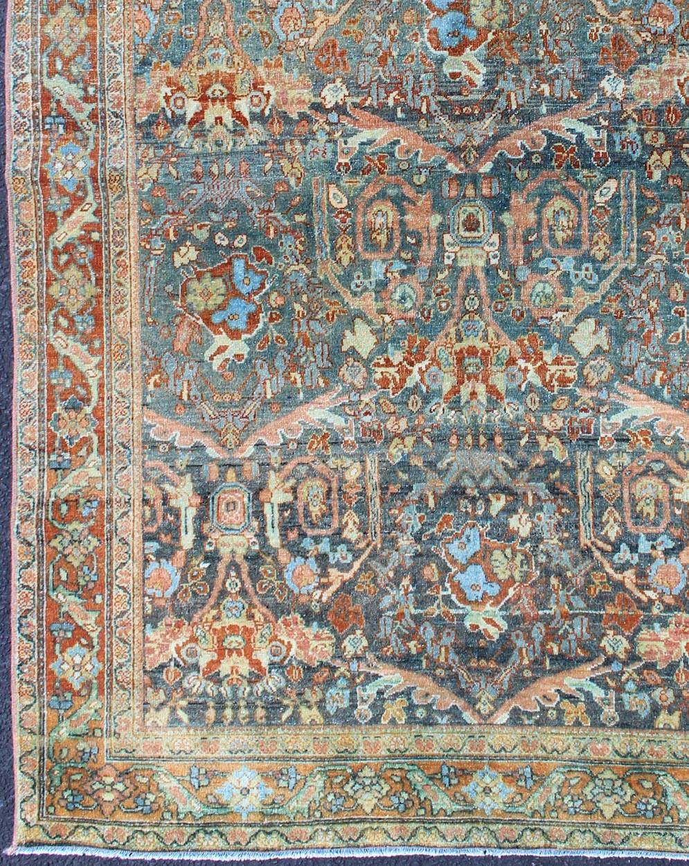 Hand-Knotted All-Over Design Antique Persian Tabriz Rug with Flowing Florals For Sale