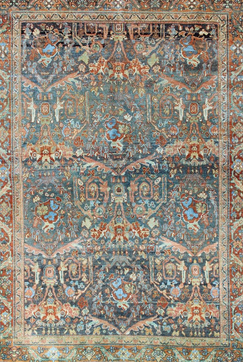 All-Over Design Antique Persian Tabriz Rug with Flowing Florals In Excellent Condition For Sale In Atlanta, GA