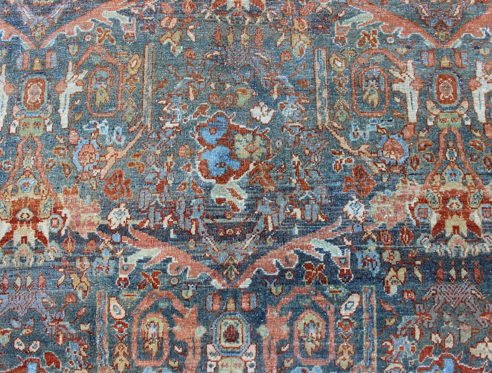 Lana Tappeto Tabriz persiano antico dal design all-over con motivi floreali in vendita