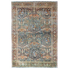 All-Over Design Antique Persian Tabriz Rug with Flowing Florals