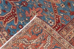 All Over Design Blue Field Tribal Heriz Rug