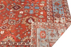 All Over Design Floral Brick-Red Serapi Rug, 1900
