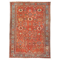 All Over Design Floral Brick-Red Serapi Rug, 1900