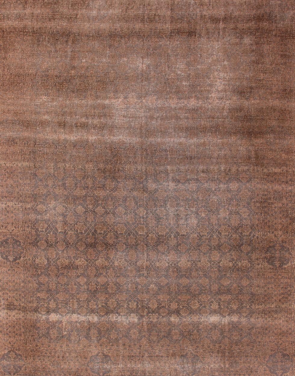 Tribal All-Over Design Turkish Ottoman Design Rug in Dark Chocolate Brown