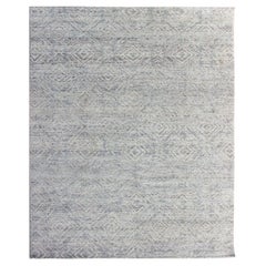 Moderner Teppich im All-Over-Diamant-Design aus hellgrau-grüner abstrakter Wolle