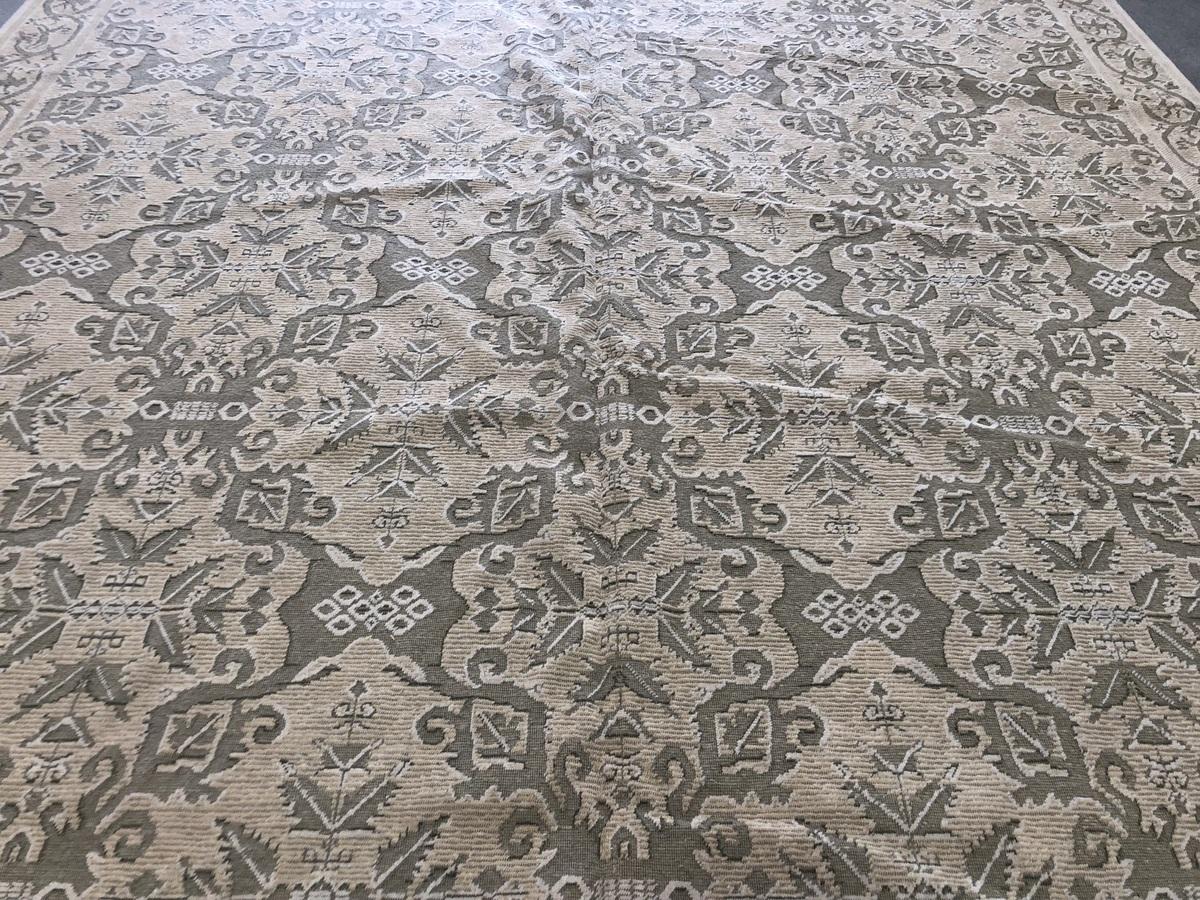 The eye-catching diamond all-over pattern traditional layout makes this European Design rug stand out. Beige, Greenish Grey colors pairs well with wood and metallic finishes in the living room, dining room or den. Hand knotted wool, made with