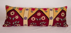 All Over embroidered Silk Suzani Lumbar Pillow Cover, Early 20th C.