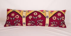 All over Embroidered Silk Suzani Lumbar Pillow Cover, Early 20th C