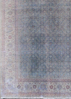 Large Antique Distressed Persian Tabriz Rug 9'9 x 13'5