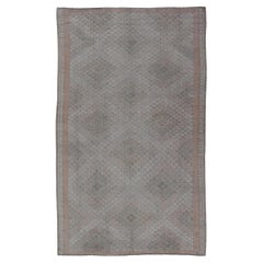 All-Over Geometric Design Vintage Turkish Kilim Flat Weave Rug in Soft Colors