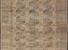 All-Over Gul Design Turkmen Vintage Ersari Rug in Soft Brown and Taupe