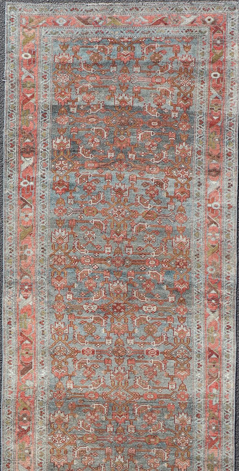 All Over Herati Antiker Persischer Kurdischer Läufer mit Sub-Geometrischem Design (Malayer) im Angebot