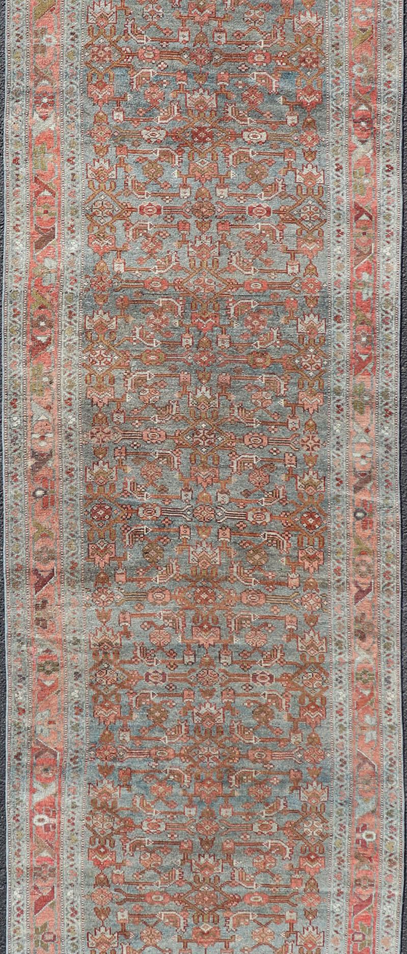All Over Herati Antiker Persischer Kurdischer Läufer mit Sub-Geometrischem Design (Handgeknüpft) im Angebot