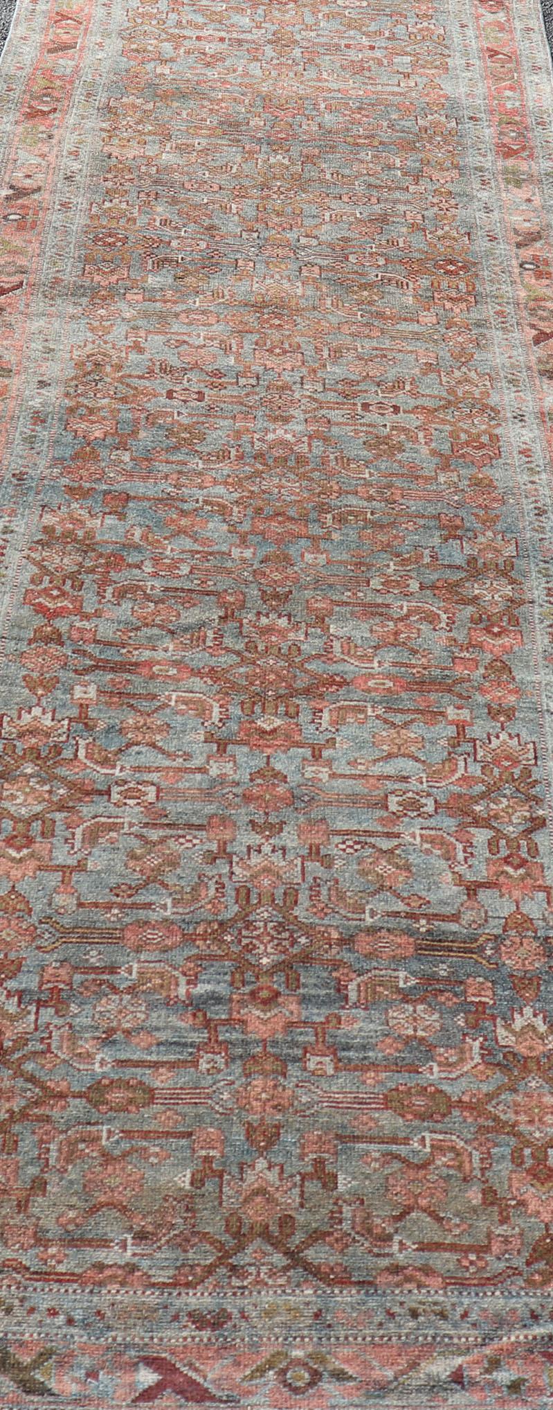 All Over Herati Antiker Persischer Kurdischer Läufer mit Sub-Geometrischem Design im Angebot 1