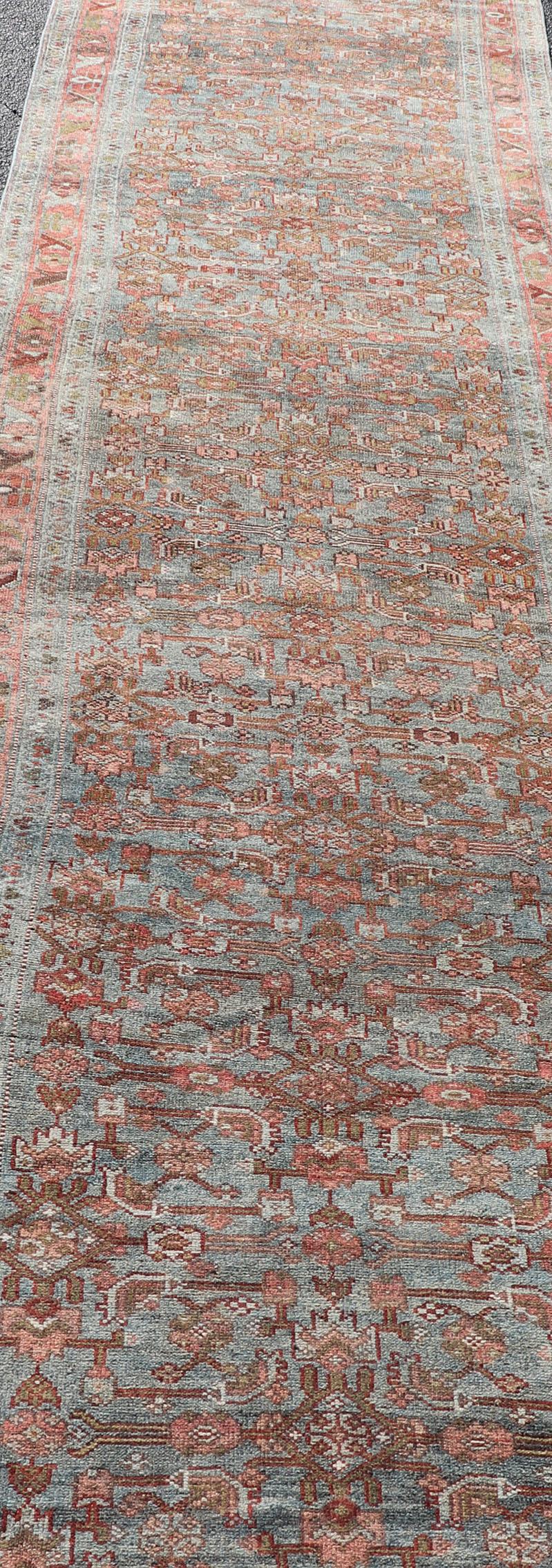 All Over Herati Antiker Persischer Kurdischer Läufer mit Sub-Geometrischem Design im Angebot 2