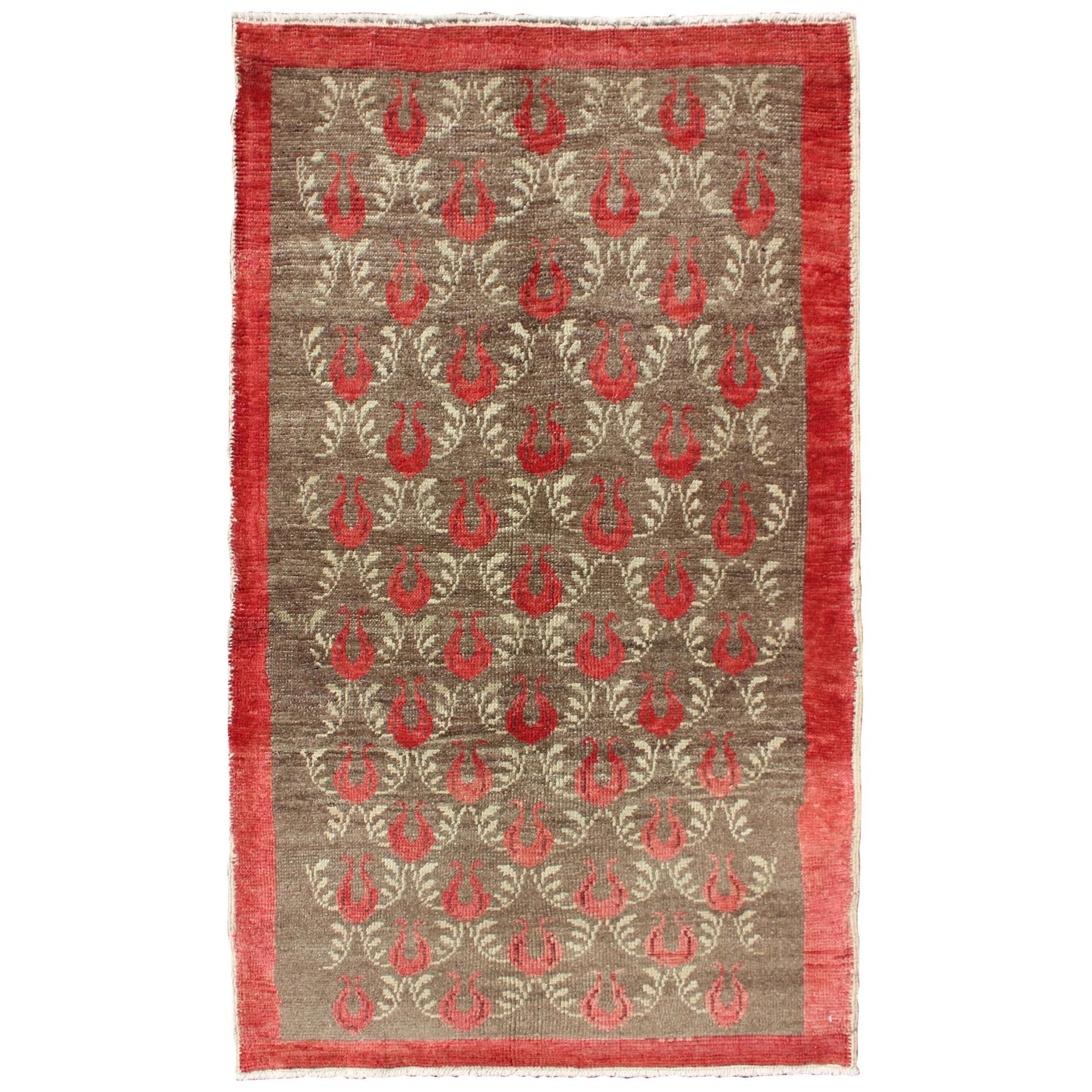 All-Over Latticework Design Vintage Turkish Tulu Rug