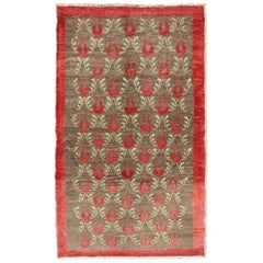 Türkischer Tulu-Teppich mit Gittermuster im Vintage-Look 
