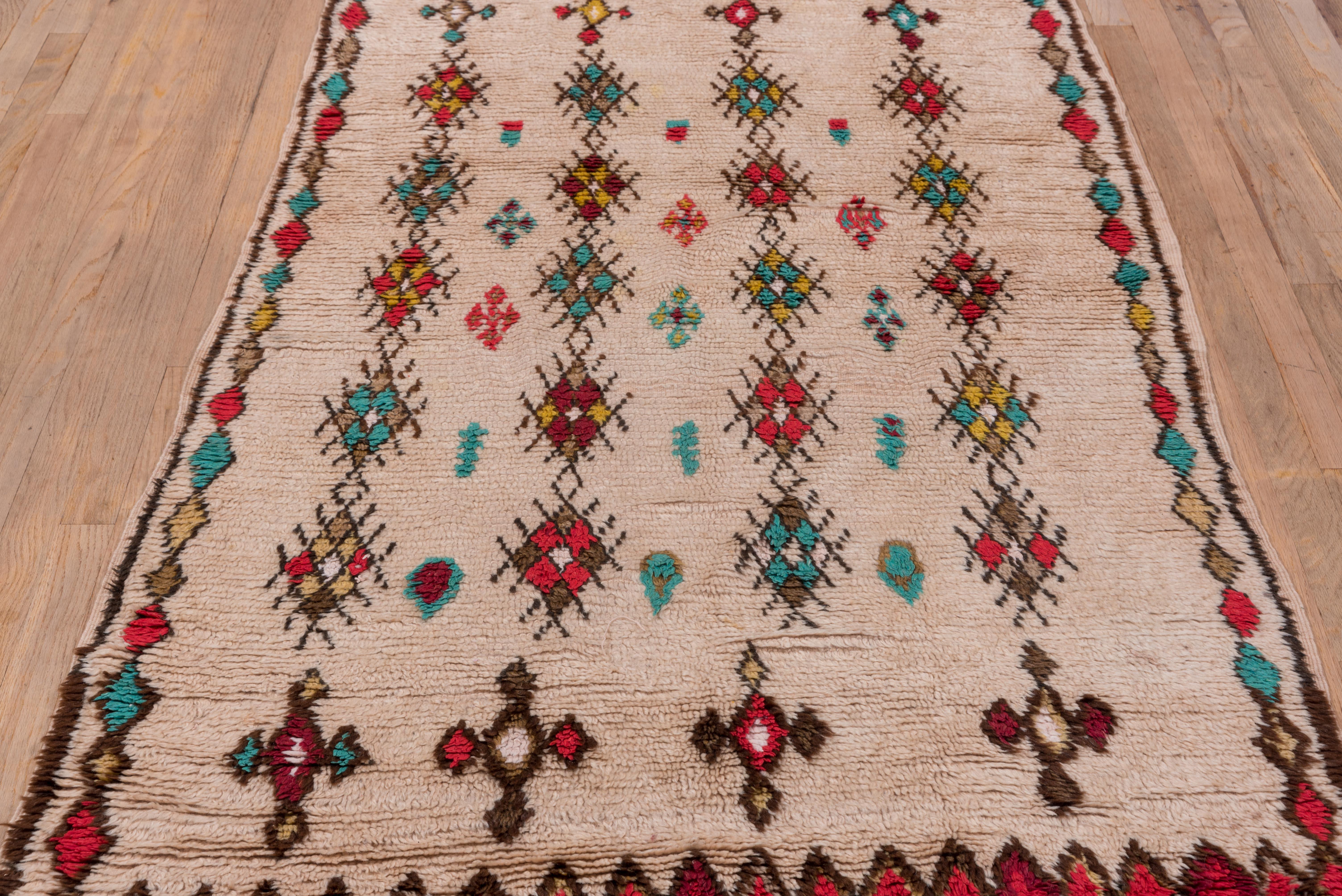 19th Century All Over Medallion Village Moroccan Rug - Red Blue and Yellow Accents For Sale