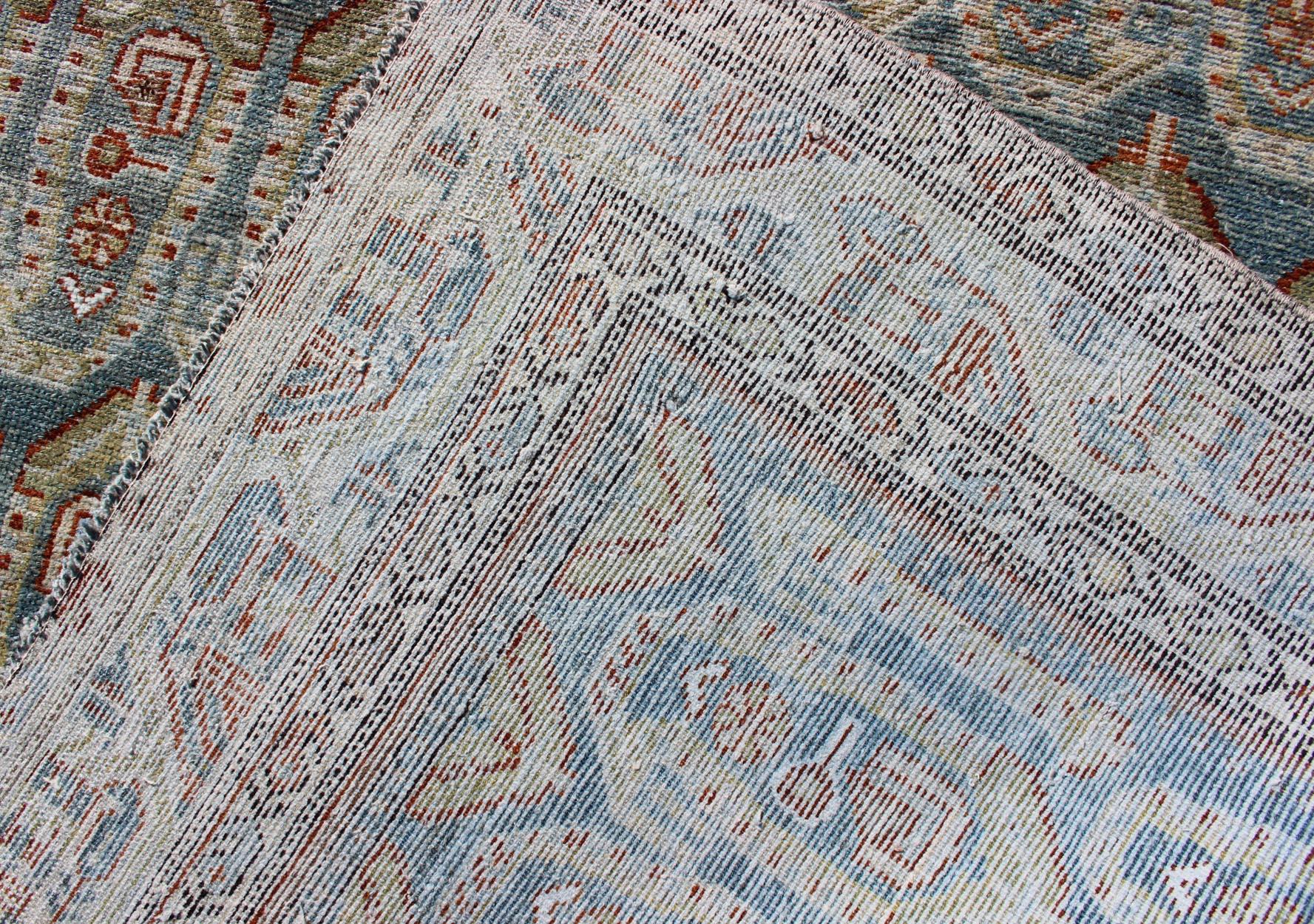 All-Over Paisley Pattern Antique Persian Malayer Rug in Blue and Red For Sale 2