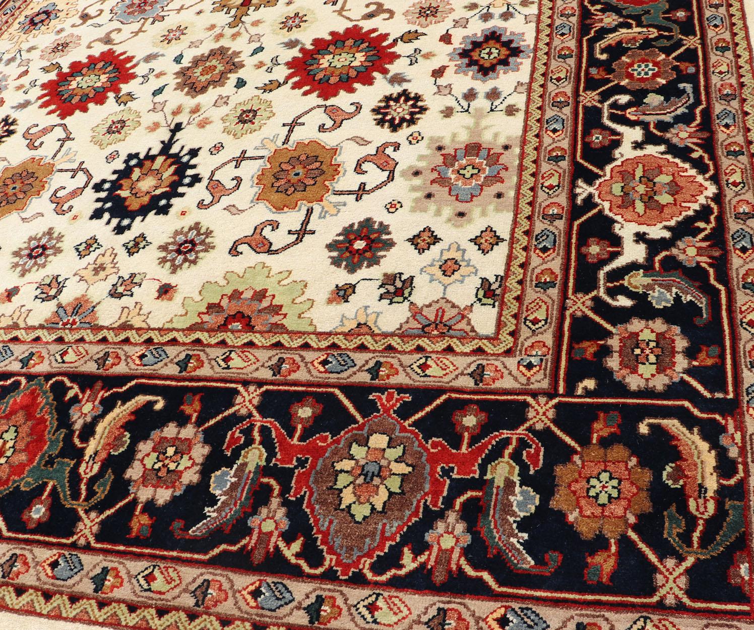 All Over Pattern Hand-Knotted Reproduction Sultanabad-Mahal Design For Sale 4