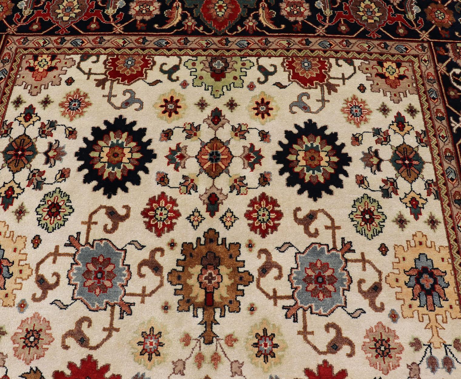 All Over Pattern Hand-Knotted Reproduction Sultanabad-Mahal Design For Sale 5